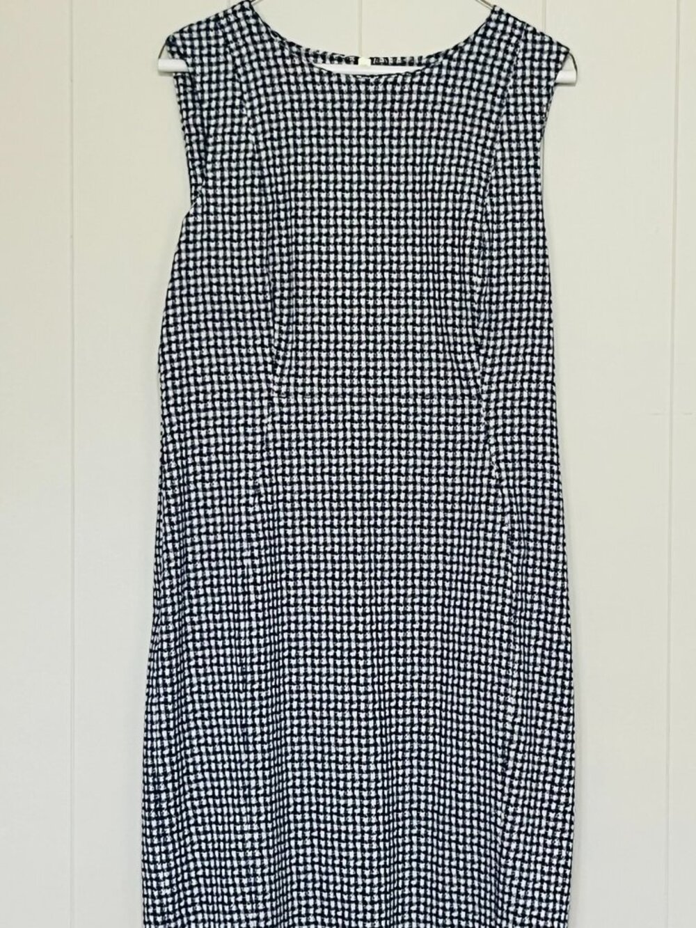 Calvin Klein Navy White Houndstooth Sleeveless Sheath Dress Size 12